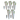 Top-down view of multiple white triangular Dispoze-a-Bowl® 25 Pack: Fresh, Clean, & Convenient Smoking Pipes with Stainless Steel Bowl pieces fanned in groups with stainless steel bowl tips visible.