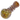 Angled close-up of the DankStop Triple Ringed Speckled Spoon Pipe showing its rounded bowl and clear glass rings with yellow and brown speckled pattern.