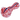 Angled close-up of the DankStop Rasta Slime Colorful Glass Pipe - 4 in. showing red and blue swirls on a pale pink glass body.