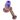Angled close-up of the DankStop Gold Fume Hammer Bubbler - 7 in. showing a purple bowl and iridescent pink-and-green swirled glass body and stem.