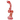 Tall angled view of the red-striped DankStop Dankstop Large Bubbler showing its curved neck, bulbous chamber and swirled glass pattern on a white background