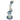 Angled close-up of the glass piece showing swirled blue and yellow bands on the DankStop Dankstop Large Bubbler.