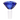 Close-up front view of the clear-stemmed DankStop Deluxe Diamond Bowl - 14mm showing a faceted deep blue glass bowl against a white background.