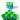 Close-up front view of a pyramid of blue and green cups from the Bong Pong Set.