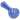 Angled close-up of the DankStop Frit with Twisted Mouthpiece Spoon Pipe - 4 in., showing its glossy blue glass with yellow flecks and a twisted mouthpiece reflection