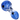 Angled close-up of the DankStop Color Frit with Dots Spoon Pipe - 2.5 in., showing a glossy blue glass bowl and handle with scattered darker dots and reflective highlights