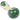Close-up angled view of the DankStop Frit Fumed with Piping Spoon Pipe - 2.5 in. showing a green textured bowl with raised pale-blue piped swirls and a pale yellow-green neck.