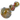 Angled close-up of the DankStop Fancy Frit Spoon Pipe - 3.5 in., showing its textured golden frit glass with blue and red ribboned swirls under glossy clear glass.