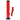 Studio-lit close-up of the red JM Plastics Double Trouble Straight Tube Acrylic Bong - 12 in., shown upright with its removable angled mouthpiece.