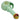 A side view of the 4.5-inch Slime Tube Horn Reversal Art Spoon Pipe, showcasing its curved form and green-tinted glass.