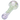 Angled close-up of the Cloud Cali Inc DankStop 3-inch Glass Tight Swirl Hand Pipe showing pale green spiral stripes along the clear glass body and a rounded bowl.