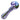 Angled close-up of the DankStop Rasta Slime Colorful Glass Pipe - 4 in. showing a lavender glass body with blue, yellow and black swirling stripes and a rounded bowl.