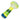 Angled close-up of the DankStop Fancy Multi-Color Striped Glass Spoon Pipe - 5 in. showing its clear glass with green, yellow and blue striped swirls and bowl detail