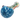 Close-up angled view of the DankStop Dankstop Frit Spoon Pipe - 5 in. showing a rounded blue frit bowl with pale spots and a clear handle with green ribbon-like inclusions and red accents