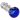 Angled close-up of the DankStop Dankstop Multi-Marble Spoon Pipe - 4.5 in. showing a deep cobalt blue bowl transitioning to a clear, bubbled body with iridescent lavender and gold nodules.