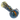 Angled close-up of the DankStop Dankstop Heavy Marble Spoon Pipe - 5.5 in., showing its bulbous bowl with blue marbling and rainbow-striped inner cane.
