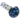 Angled close-up of the DankStop Dankstop Frit Head with Marbles Spoon Pipe - 5 in., showing a textured blue bowl with lighter blue dots and a clear, swirled glass neck with green marble accents