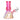 Close-up front view of the DankStop Heavy Iridescent Beaker Bong - 6 in., showing the iridescent pink neck, rounded collar rings and angled clear glass bowl against a white background.