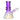 Close-up three-quarter view of the DankStop Heavy Iridescent Beaker Bong - 6 in., showing its purple iridescent neck and flared beaker base with an angled clear glass joint and bowl.