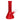 Angled close-up of the bright red DankStop Milky Beaker Bong - 8 in., showing its beaker base, straight neck, and clear glass bowl set against a white background