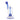 Close-up front view of the Yellow DankStop Bent Neck Matrix Perc Bubbler Bong - 9 in., showing its bent blue mouthpiece, central blue downstem and matrix percolator inside a clear glass chamber.