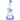 A three-quarter view of the Swiss Showerhead Perc Glass Rig with a blue accent, showcasing its intricate perc design against a white background.