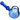 A studio shot of The Kenny Pipe, a blue glass pipe angled slightly from above, showcasing its curved design.