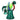 Close-up, angled view of the DankStop Monster Glass Bong - 7 in. showing a teal glass body with colorful tentacle-like accents and a round green orb.