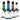 Front-facing row of four colorful 10.5" Pulsar High Class Beaker Bong - 10.5"/14mm F/Colors Vary models with green, blue, amber, and lilac accents on a white background.
