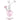 Angled front view of the Pulsar Double Kiss Heart Glass Water Pipe - 11" / 14mm F, showing its pink heart-shaped chamber, tilted clear necks, and round base against a white background.