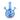 Front-facing shot of the blue Croia Glass Cyclops Monster Mini Dab Rig with Showerhead Perc showing its round cyclops face, two raised arm-like percs and glossy cartoon decals.