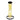 Front view of the Famous Design Contact 10" Dab Rig Bong standing on a white background, clear glass tube patterned with yellow webbing and black rimmed mouthpiece and base.