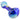 Angled close-up of the iridescent blue LA Pipes Fumed Galaxy Spoon Pipe showing its rounded bowl, swirled glass colors, and reflective surface