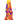 The Silicone Dab Rig With Banger, in orange, yellow, and purple, is shown in a front view with a clear glass banger attached.